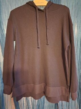 SO Black Waffle-Knit Hooded Top